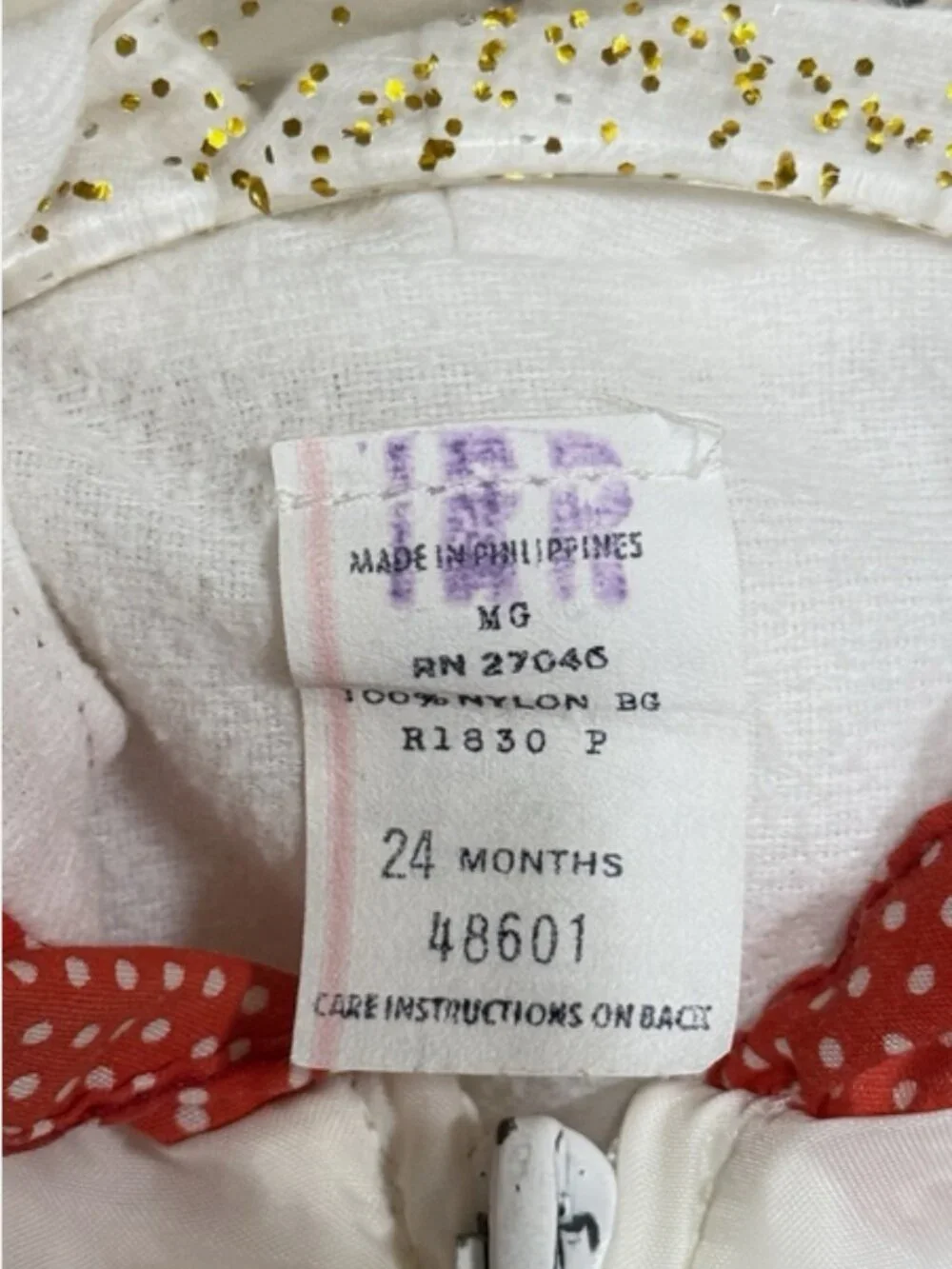 Vtg 80s Balloon Embroidered Baby Windbreaker Jacket 24M Polka Dot Hood